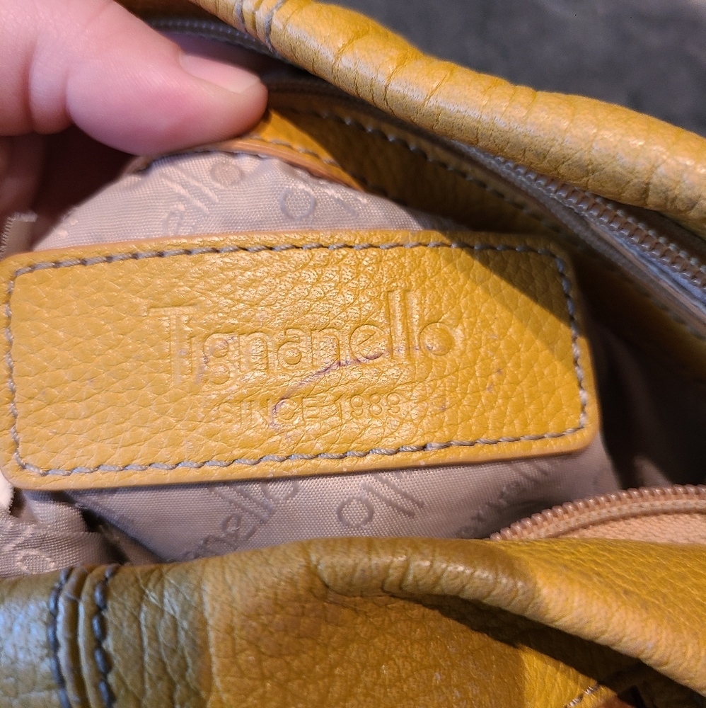 Tignanello Mustard Yellow and Brown Leather Purse/Shoulder Bag Multi Conpartment - Picture 10 of 14